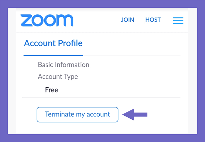 Delete the Zoom Account