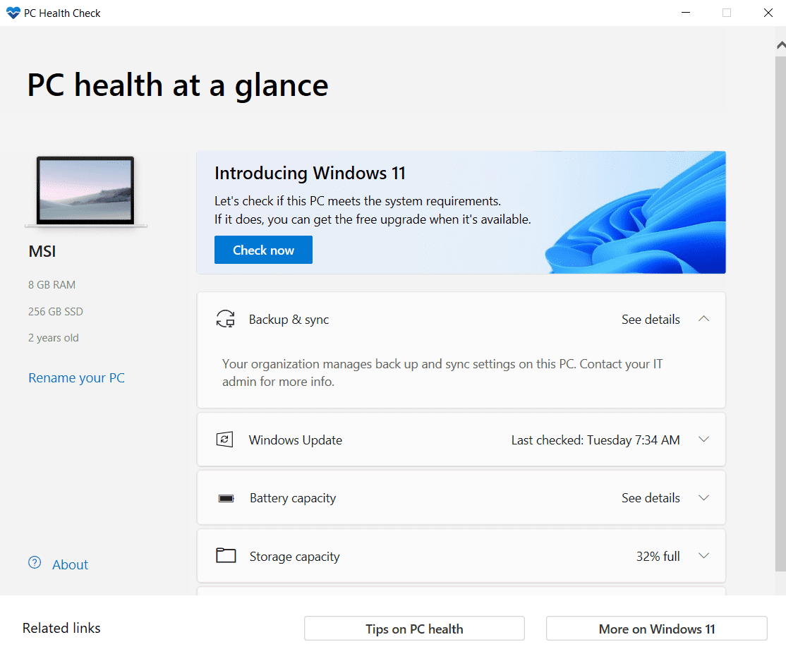 How to Check Windows 11 Update Via PC Health Check