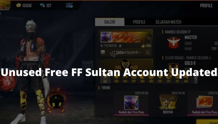 2500+ Unused Free FF Sultan Account Updated