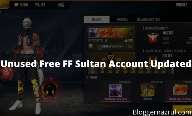 2500+ Unused Free FF Sultan Account Updated