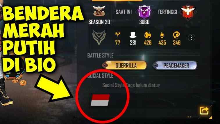 FF bio code themed Flag of Indonesia or Red and White