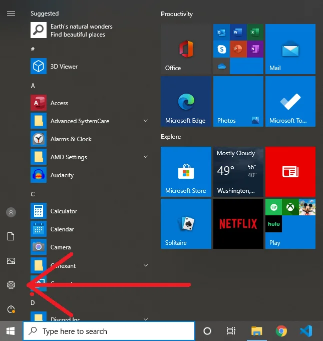 Using the About option in the Settings menu