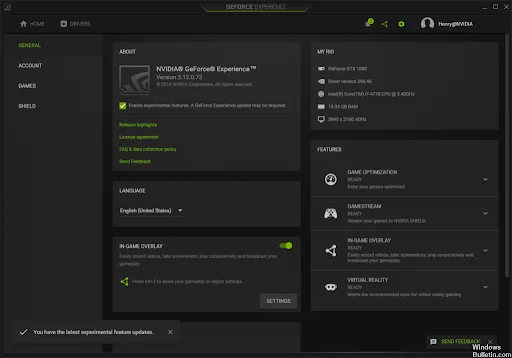 Using the Geforce Experience Application (only for Nvidia VGA users)