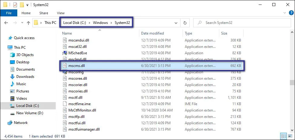Copy the mscms.dll file