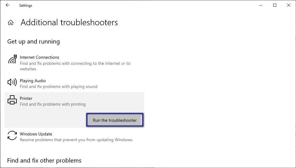 Run the printer troubleshooting feature