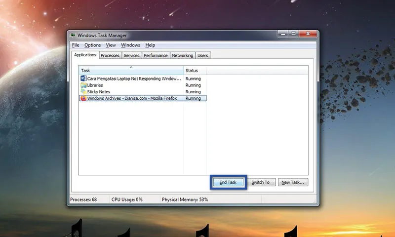 Turn off programs not responding