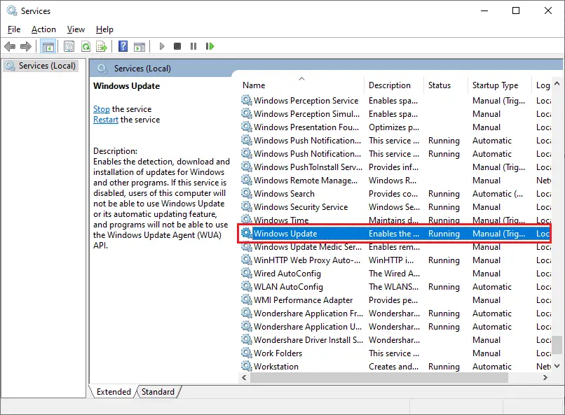 Disabling Windows Update Service