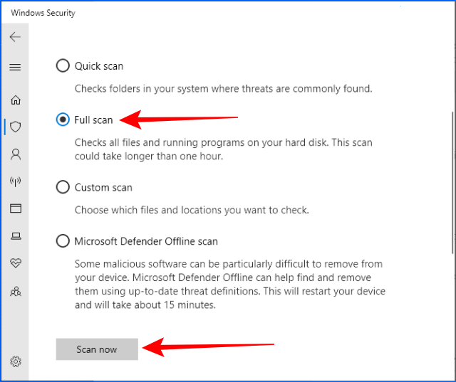 Do a full scan to clean viruses and malware