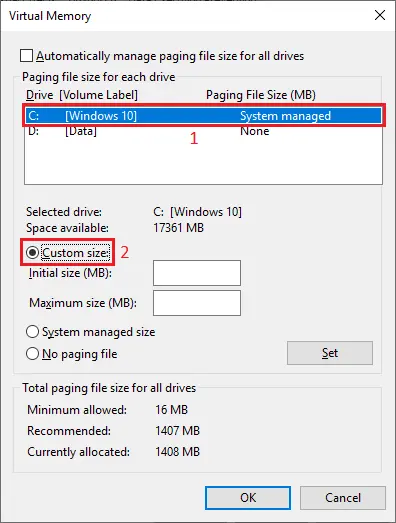 How to Resize (Resize) Pagefile