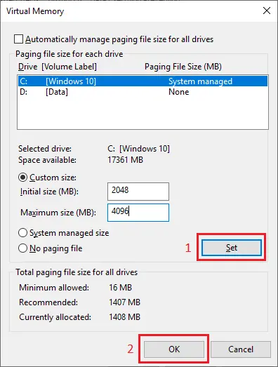 How to Resize (Resize) Pagefile