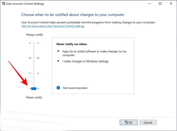 How to disable User Account Control (UAC) in Windows 10