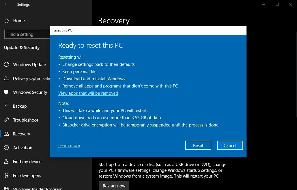 ResetRefresh Windows