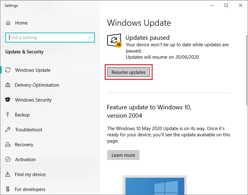 Turn off All Updates