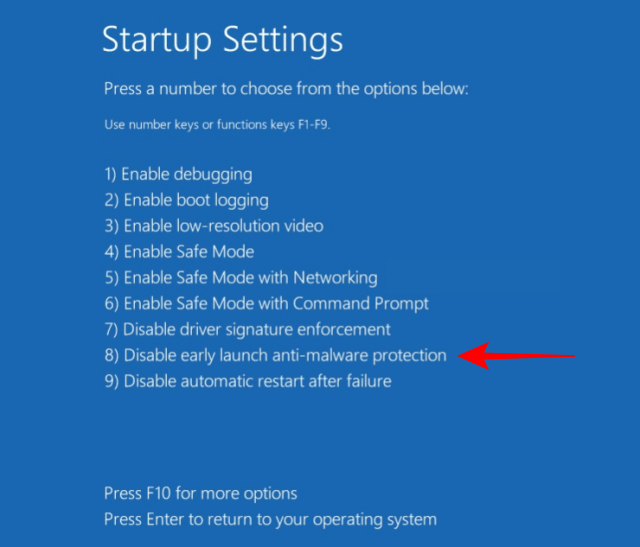 Turn off Early Launch Anti-Malware Protection