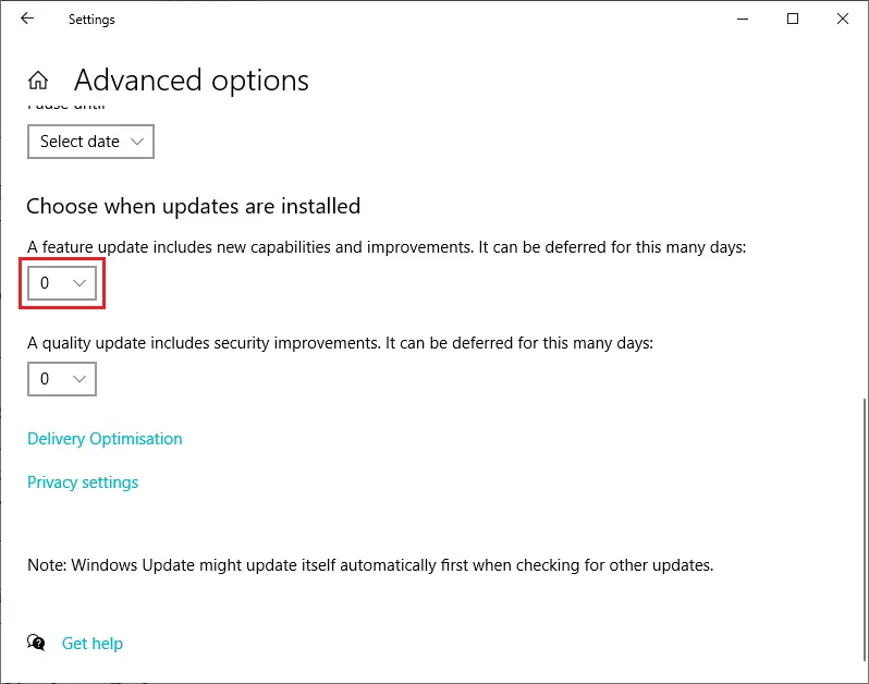 Turn off Feature Update Only
