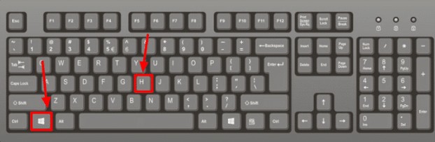 Use the Windows + H key to screenshot and share