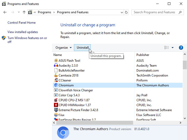 How to Remove Chromium from Laptop PC