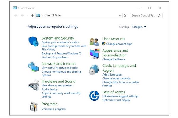 Run the Control Panel Feature