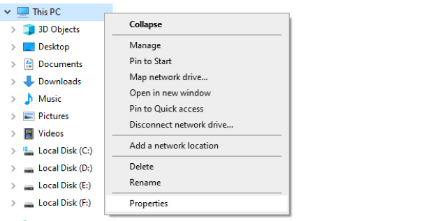 Through My Computer Properties